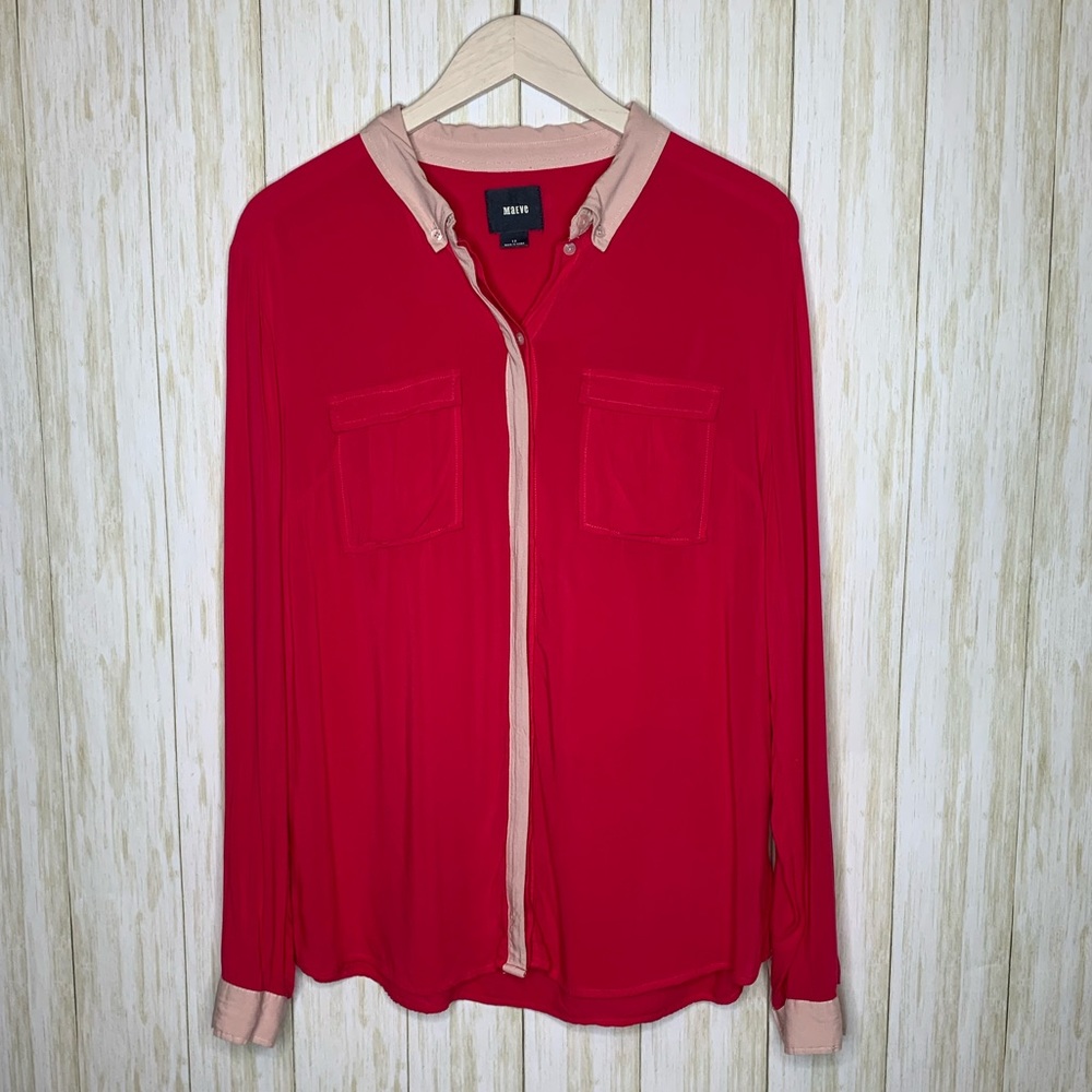Anthro Maeve pink Bagatelle button down blouse